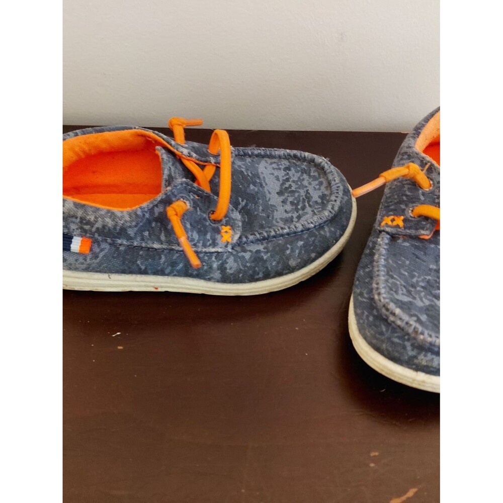Cat & Jack Blue Canvas Kids Sneakers with Orange Accents